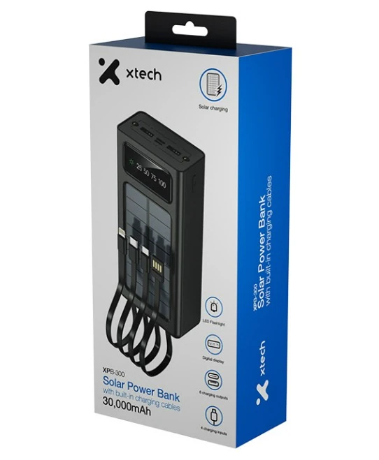 POWER BANK CARGADOR XTECH XPB-300 30,000mAh CON 6 SALIDAS