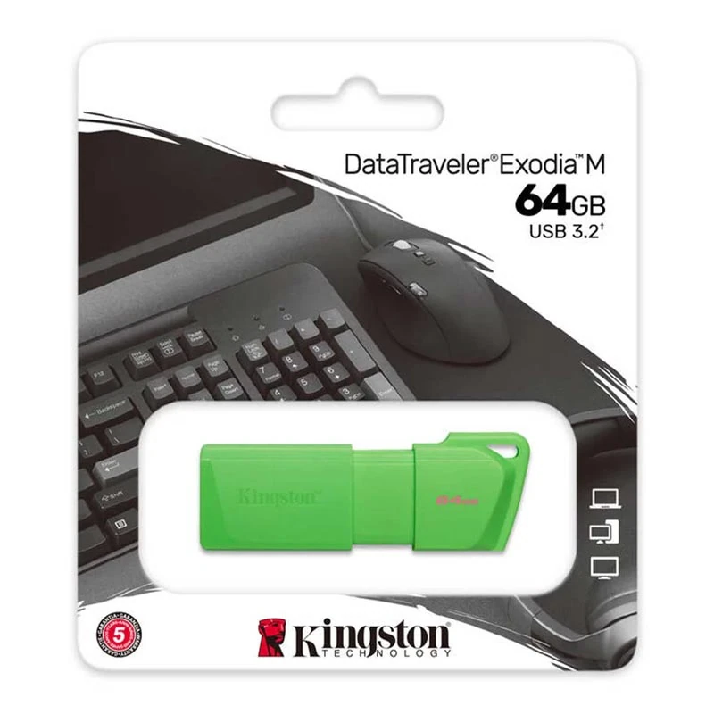 FLASH MEMORY KINGSTON EXODIA NEON GREEN 64GB USB 3.2