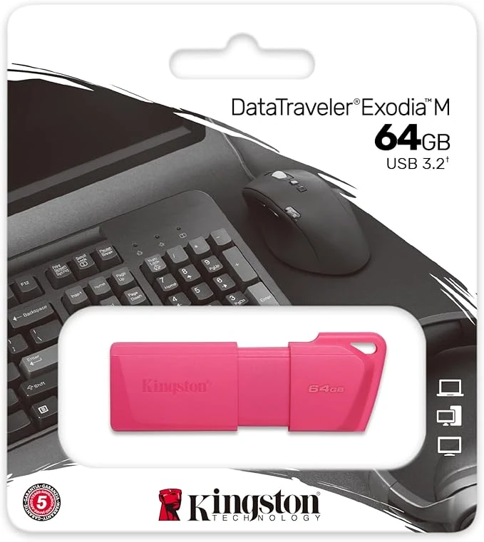 FLASH MEMORY KINGSTON EXODIA NEON PINK 64GB USB 3.2