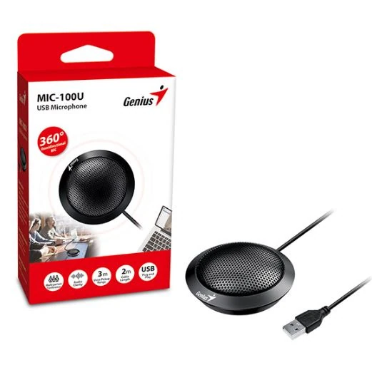 MICROFONO GENIUS MIC-100U USB OMNIDIRECCIONAL PARA CONFERENCIA WIN 10 11 MAC