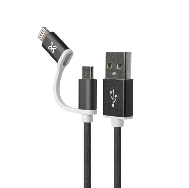 CABLE 2 EN 1 LIGHTNING Y MICROUSB KLIPXTREME KAV-210BK BLACK