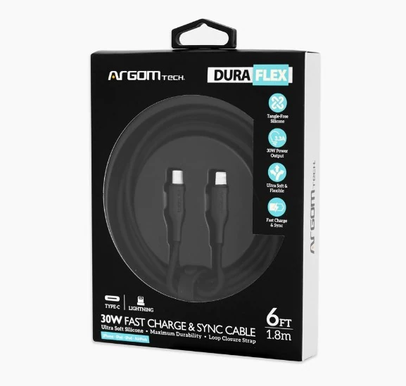 CABLE DE SILICONA TIPO C A LIGHTNING 30W 1,8 M/6 PIES - DURA FLEX
