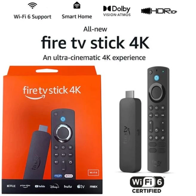 ADAPTADOR AMAZON FIRE TV STICK 4K WI-FI-6 CON ALEXA VOICE REMOTE CONTROLER DOLBY VISION ATMOS