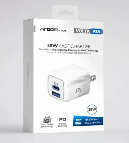 CARGADOR DE CARGA RAPIDA ARGOM CON DOBLE PUERTO 38W VOLTA P38 TIPO C 2
