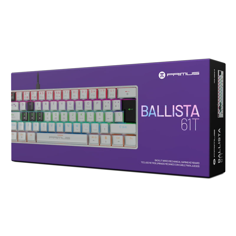 TECLADO MECANICO GAMING PRIMUS BALLISTA 61T WHITE PKS-060W-S 62 TECLAS RGB