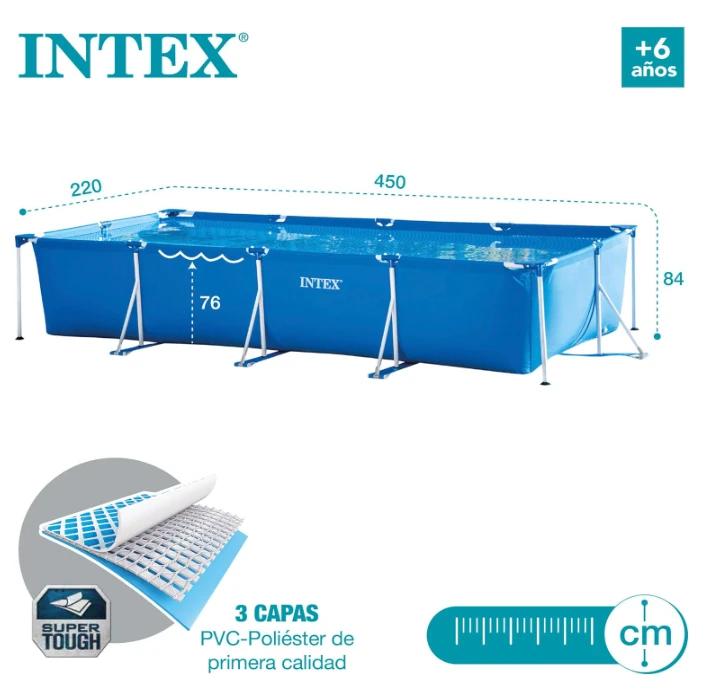 PISCINA INTEX 28273NP RECTANGULAR FRAME 7127 LITROS 450CMx220CMx89CM