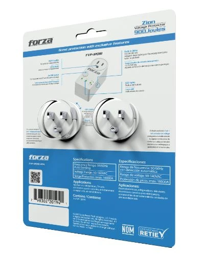 PROTECTOR DE VOLTAJE FORZA DUAL PACK FVP-12018 900 JOULES 2