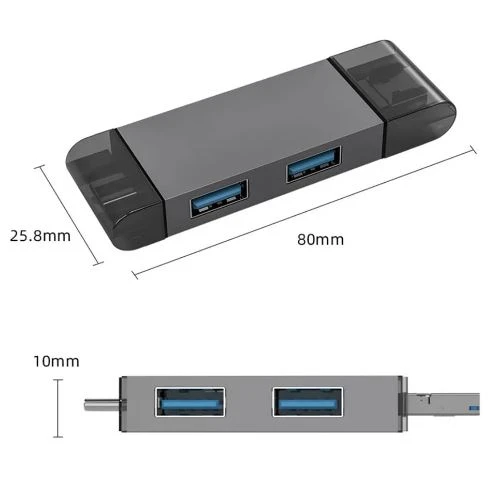 LECTOR DE MEMORIA SD, MICRO-SD + 2 PUERTOS USB 3.0 - ENTRADAS TIPO A, C Y MICRO USB METAL 3