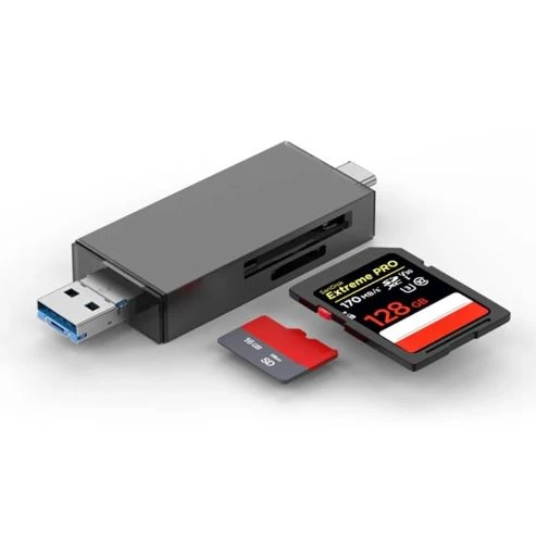 LECTOR DE MEMORIA SD, MICRO-SD + 2 PUERTOS USB 3.0 - ENTRADAS TIPO A, C Y MICRO USB METAL 2