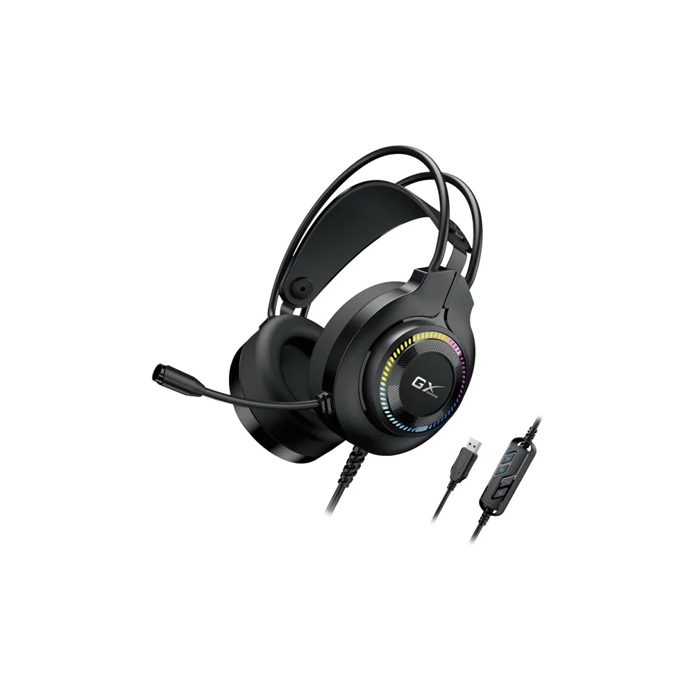 HEADSETS GENIUS HS-GX580U GAMING USB NEGRO CON RGB LED 2