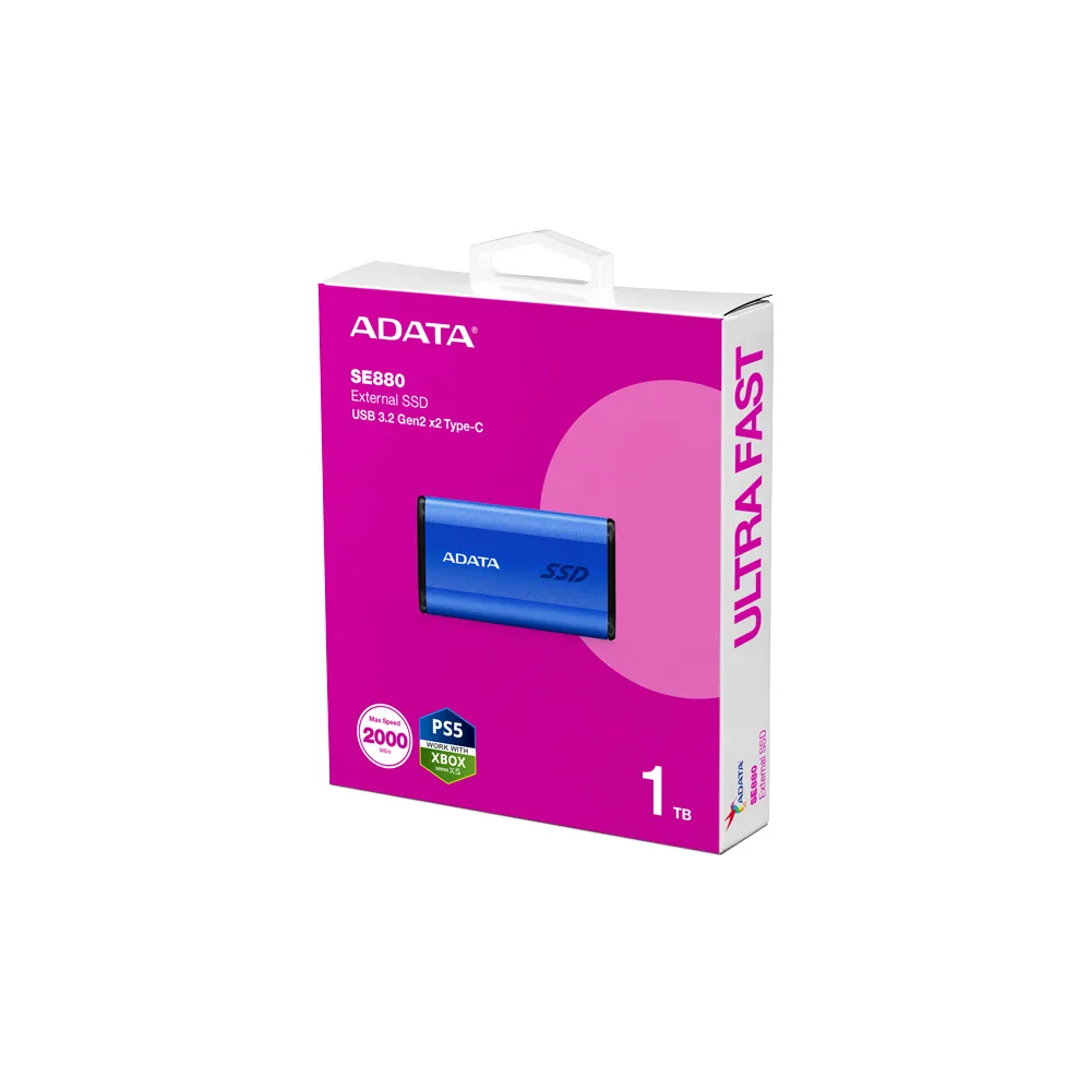 SSD ADATA ELITE SE880 BLUE 1TB 2000/2000 USB TIPO C COMPATIBLE CONSOLAS DE JUEGOS