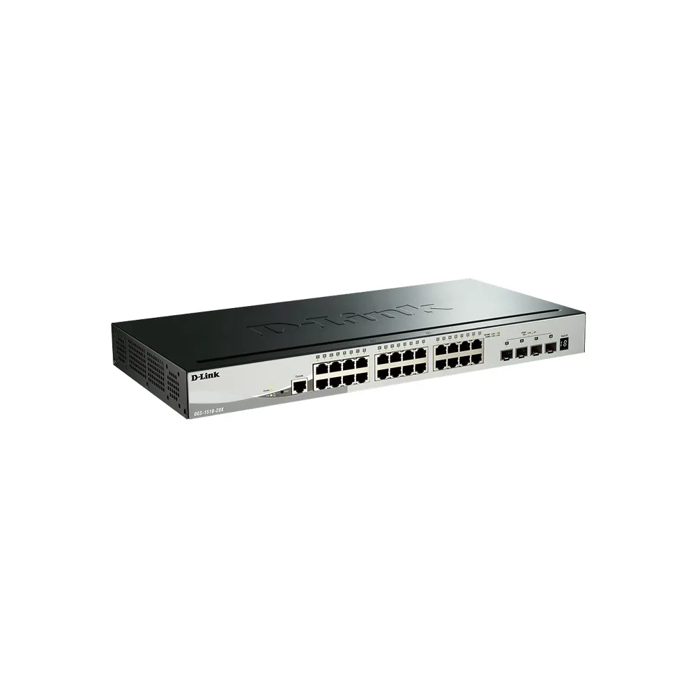 SWITCH D-LINK DGS-1510-28X 24 PTOS. GIGABIT + 4 PTOS SFP+ L2+ VLAN CAP.128GBPS 19 2