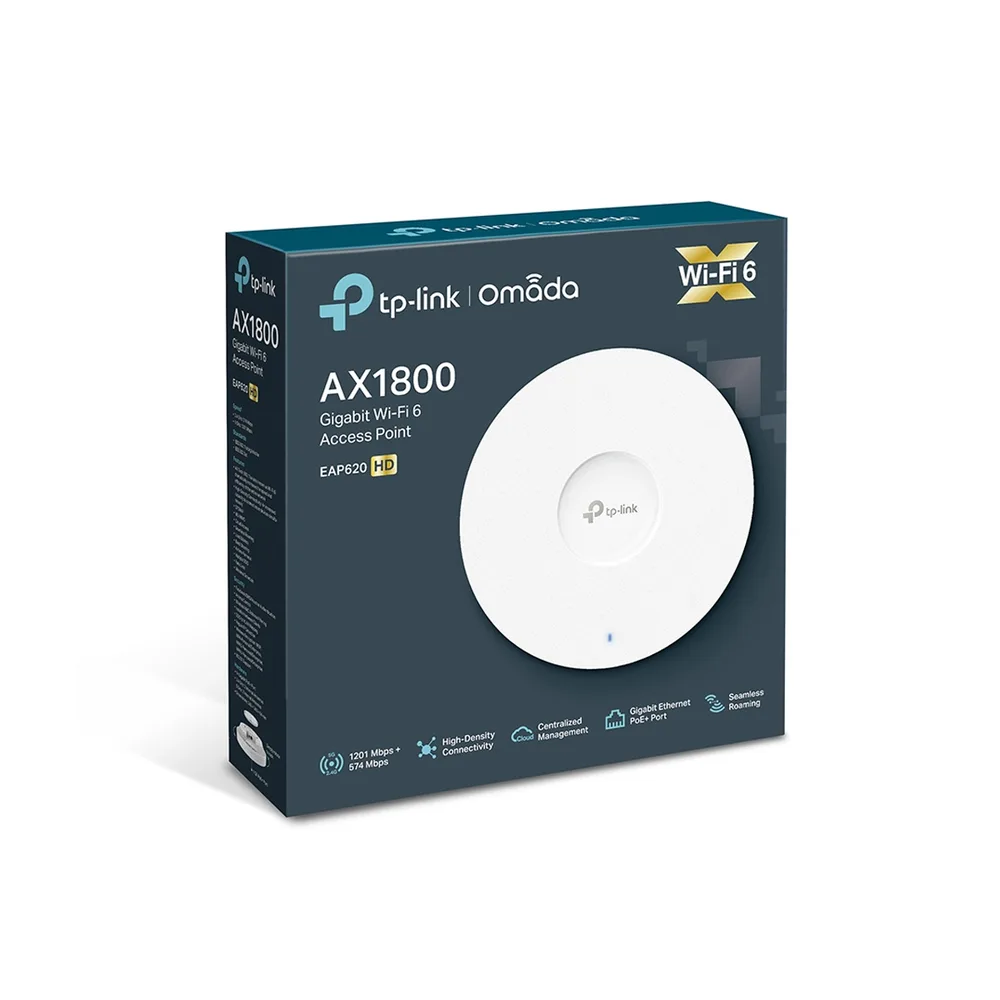ACCESS POINT TP-LINK EAP620HD, AX1800, DUAL BAND, MU-MIMO, ALTA DENSIDAD, POE, OMADA 3