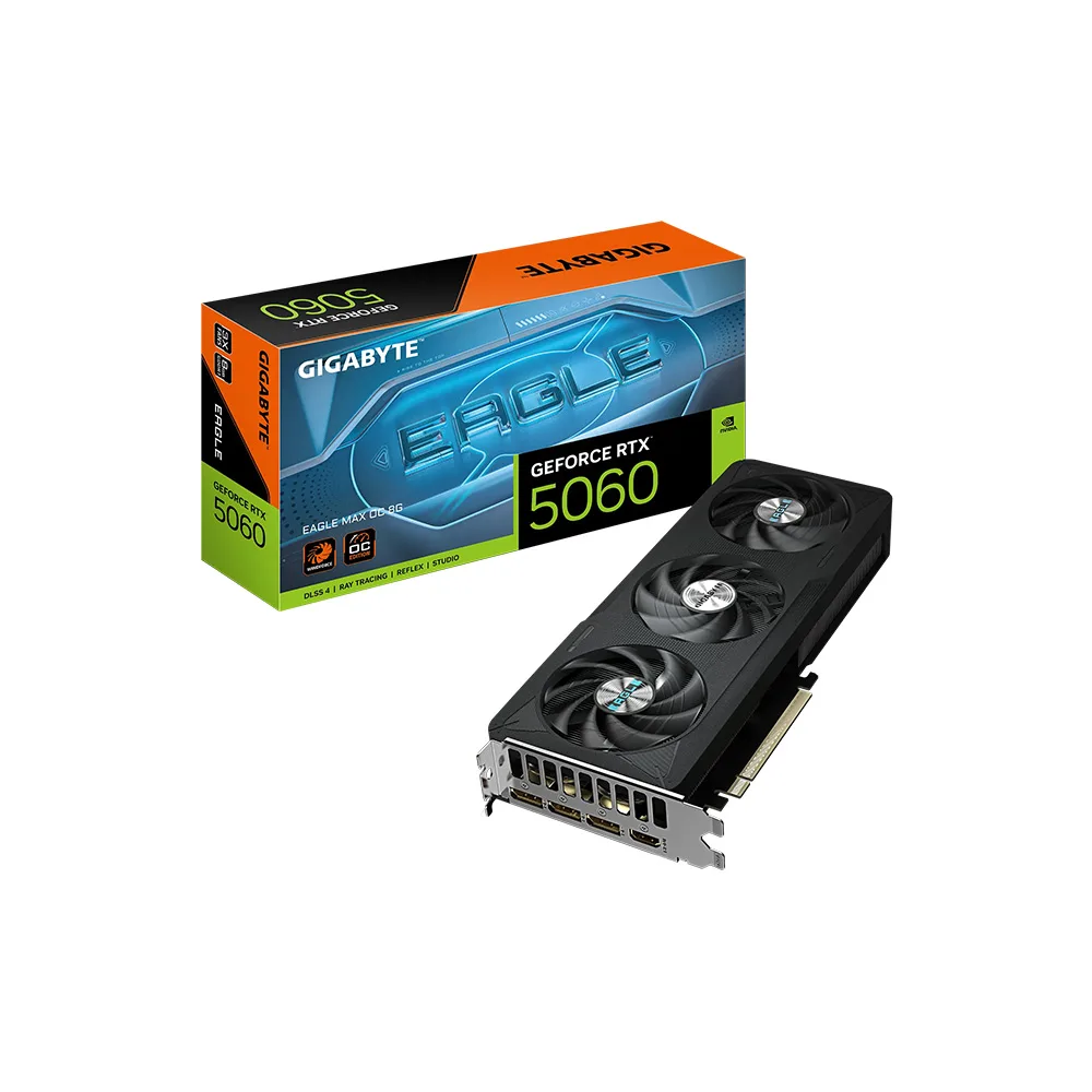 TARJETA DE VIDEO GIGABYTE/GEFORCE RTX 5060 EAGLE MAX OC 8G GDDR7 PCIE 5.0 2550MHZ 550W