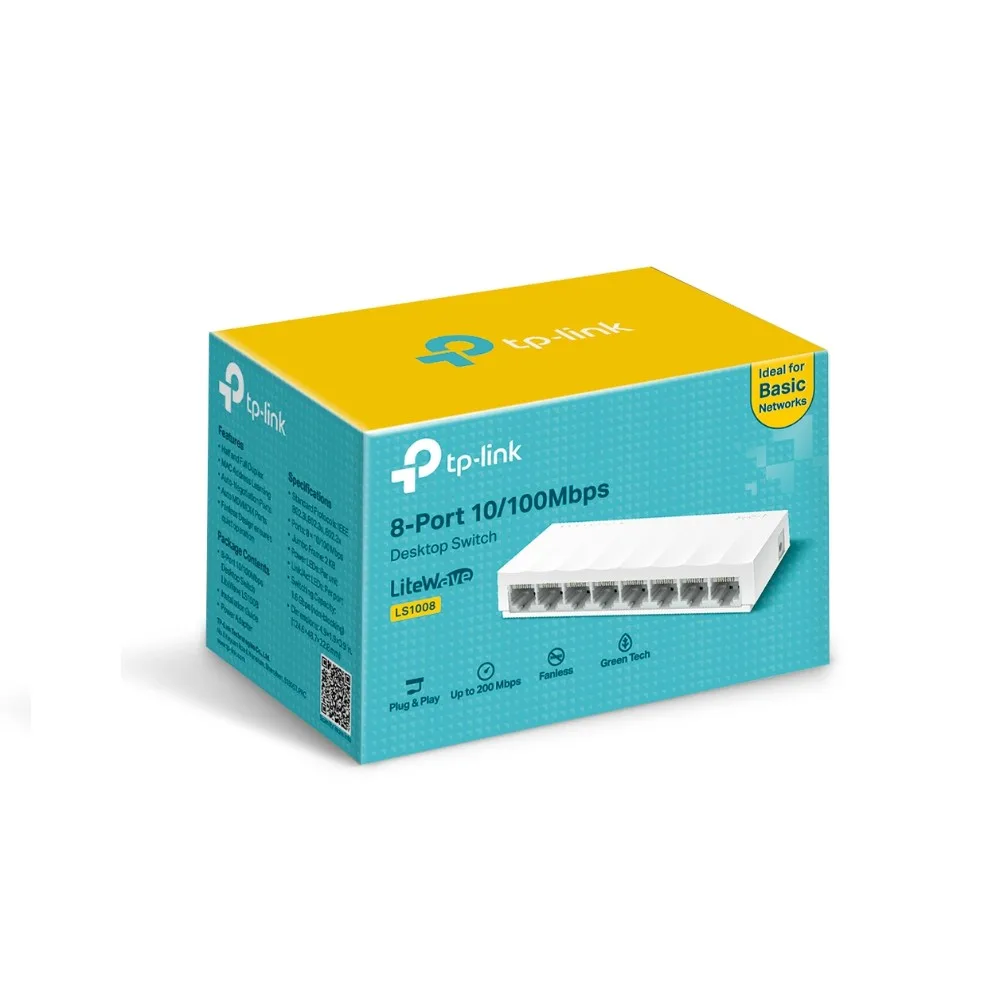 SWITCH TP-LINK LS1008 8 PUERTOS FAST ETHERNET, CUBIERTA PLASTICA, PLUG AND PLAY