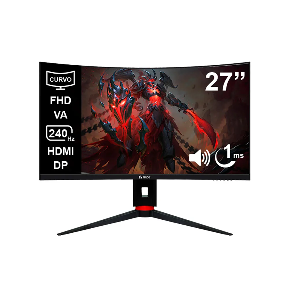 MONITOR TEROS GAMING TE-2764G CURVO FHD 1920X1080 240HZ - 1MS AUDIO OUT 2HDMI 2DP