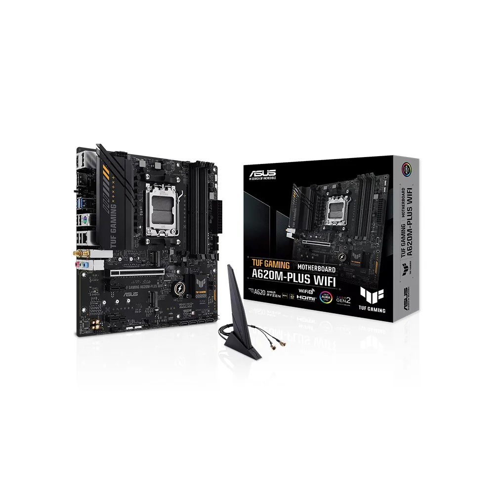 MAINBOARD ASUS TUF GAMING A620M-PLUS WIFI AM5 DDR5 WIFI 6 BT V5.3 AURA SYNC RGB